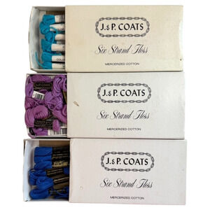 Blue & Purple Embroidery Floss Lot of 40 Skeins JP Coats 6-Strand Violet Box NOS